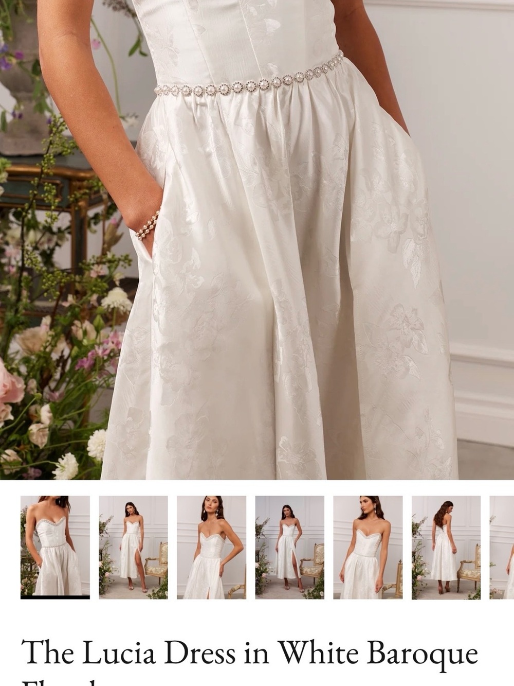 V. Chapman White Strapless Sweetheart Midi Dress with Thigh Slit - Picture 5 of 10